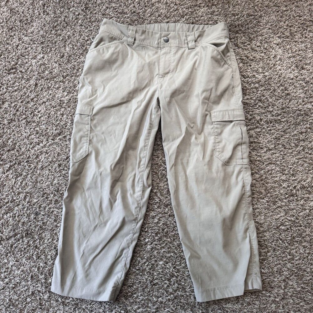 Duluth Trading Co Dry on the Fly Capris Womens 12 Tan Khaki Hiking Utility Pants